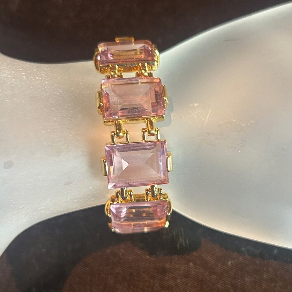 Swarovski Millenia Tennis Bracelet Octagon Cut Amethyst Crystals Signed - Picture 5 of 6